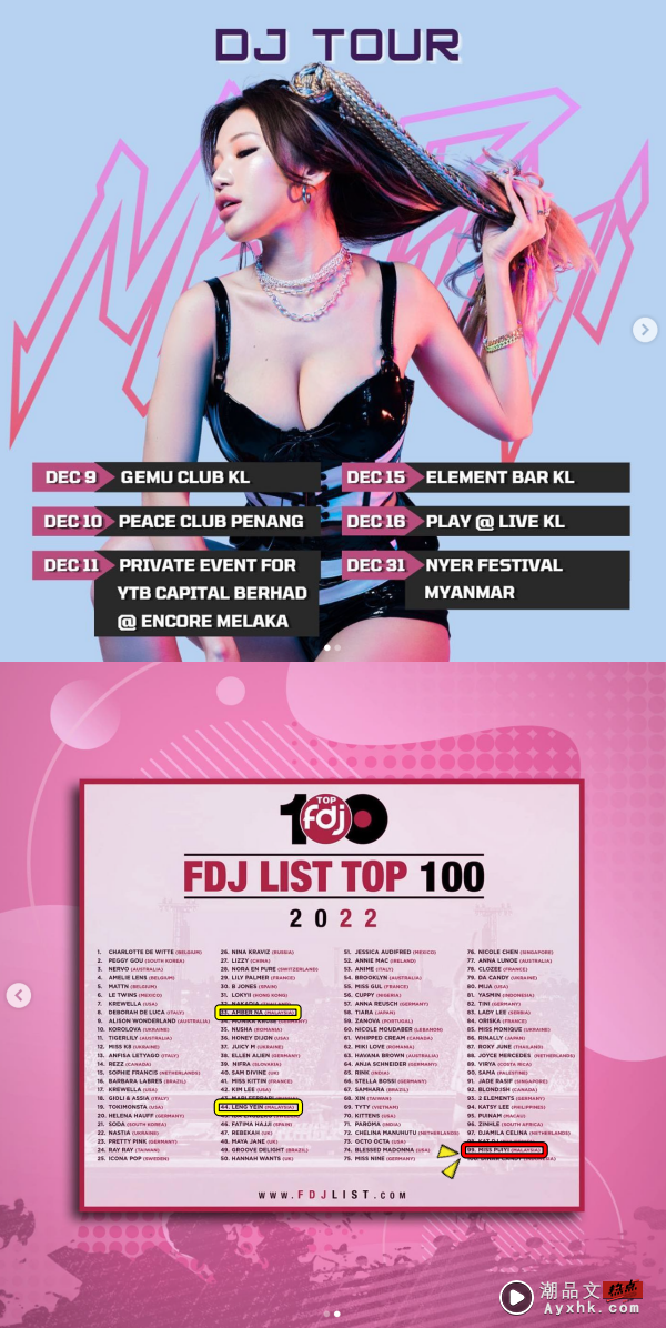 Pui Yi转战DJ不满一个月！入选FDJ全球TOP 100榜单! 娱乐资讯 图2张